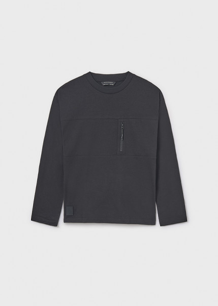 T-Shirt langarm Tasche, schwarz