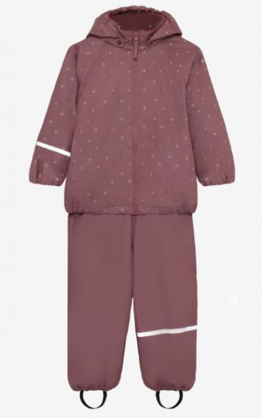 Regenanzug Fleece Bordo/Punkte