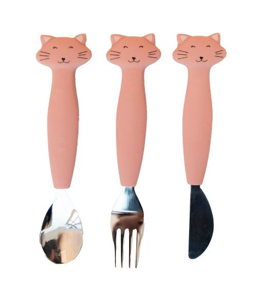 Kinderbesteck Set aus Silikon 3-teilig Mrs. Cat
