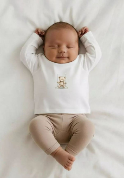 Langarmshirt Weiß/Bär