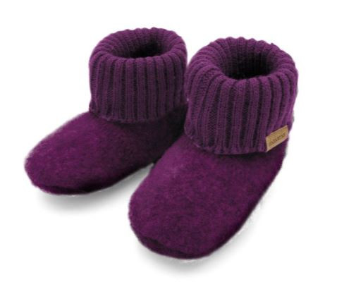 Hüttenschuhe Anti-Rutsch-Sohle 100% Wolle indigomeliert