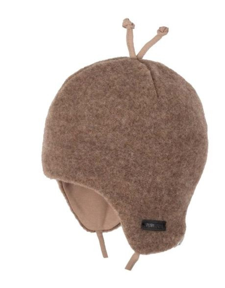 Wollmütze Gots Organic, mit Bindeband, 100% Merino Wolle, walnuss