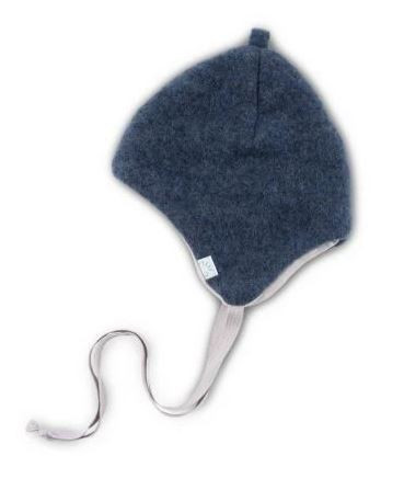 Bindemütze Wollfleece GOTS Jeans Melange