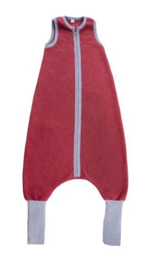 Schlafsack mit Beinen Baumwollfleece GOTS Maroon