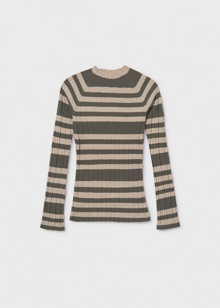 Stehkragen Trikot, oliv-beige