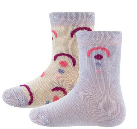 Socken 2er Set Beige/Lila