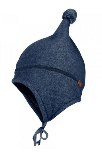 GOTS Mini-Zipfelmütze, wolle Fleece Blau