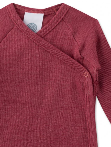 Baby-Wickelbody langarm aus Merinowolle & Seide Bordo