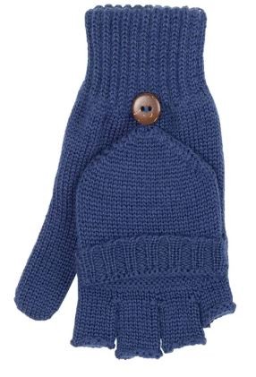 Kids Halbfinger/Fausthandschuhe, GOTS 100% Bio Merinowolle, blau