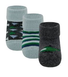 Babysocken 3er Pack, Hubschrauber, Anthrazit