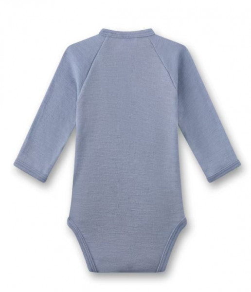 Babybody langarm aus Merinowolle & Seide Blau