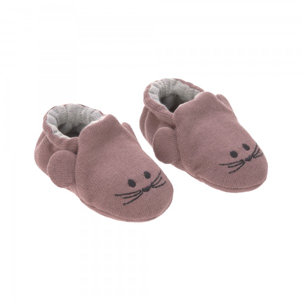 Baby Erstlingsschuhe GOTS, "Maus", altrosa