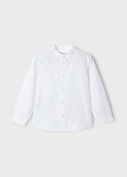 Hemd Langarm Mao-Kragen Leine, weiss