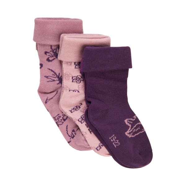 Baby Socken gestrickt mit Motiven (3 pack), Dusky Orchid