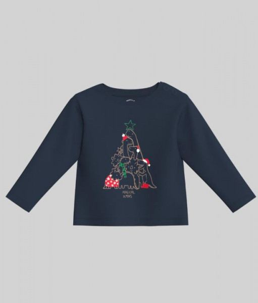 Langarmshirt Weihnachtsbaum Dino Marine