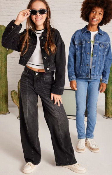 Lange jeans Hose wide leg, schwarz