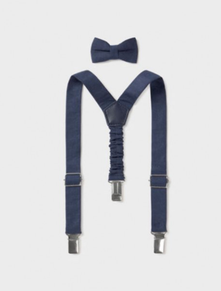 Hosenträger und Fliege Set Blau Marine