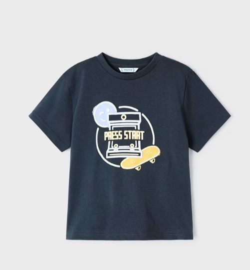 T-Shirt glow in the dark, dunkel blau