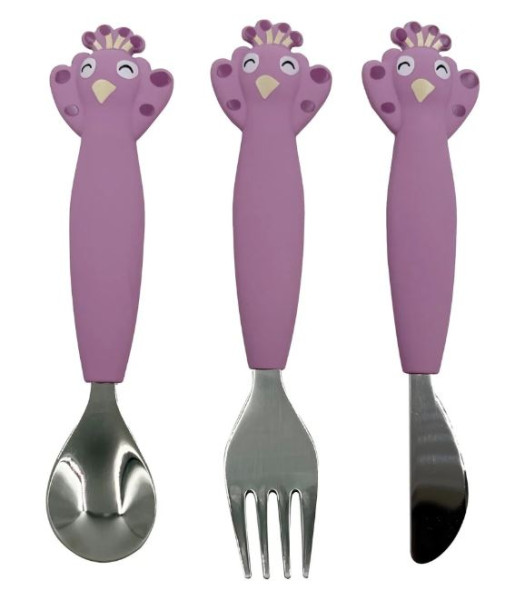 Kinderbesteck Set aus Edelstahl und Silikon Mrs. Pfau