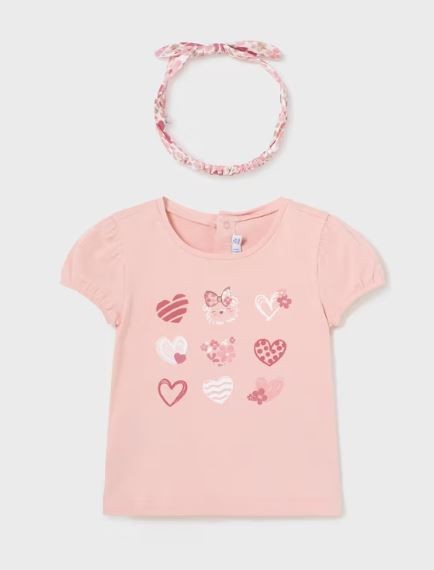 Kurzarm T-Shirt mit Haarreif, rosa
