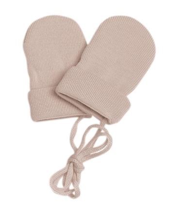 Baby Fausthandschuhe 100% Wolle hellbraun