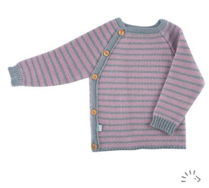 Wickelhemd Wollstrick Rosa/Grau