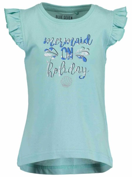 BlueSeven, T-Shirt / Top mintgrün mit Glitzerdruck
