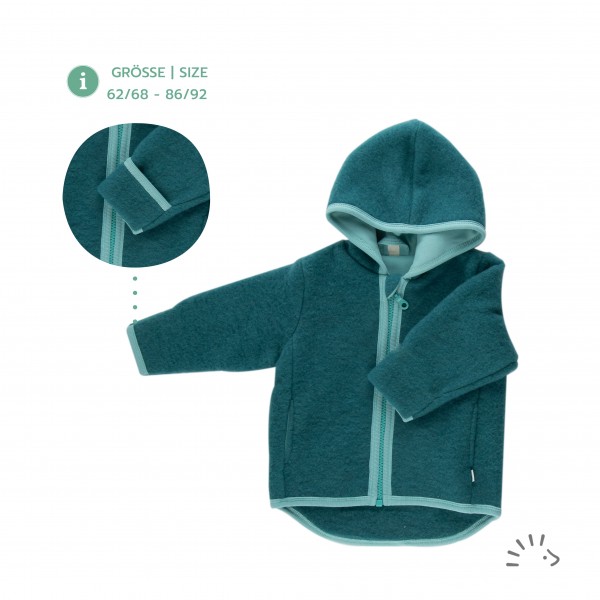 Jacke Style MILO, GOTS Wollvlies, smaragd