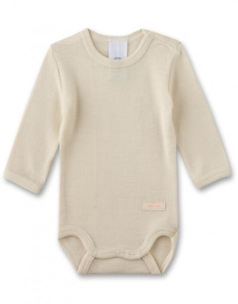 Babybody langarm aus Merinowolle & Seide Creme