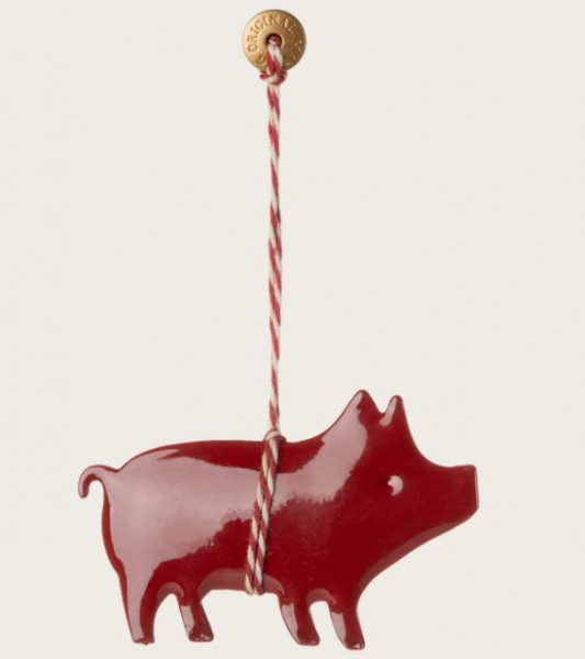 Metallornament, Schwein Rot