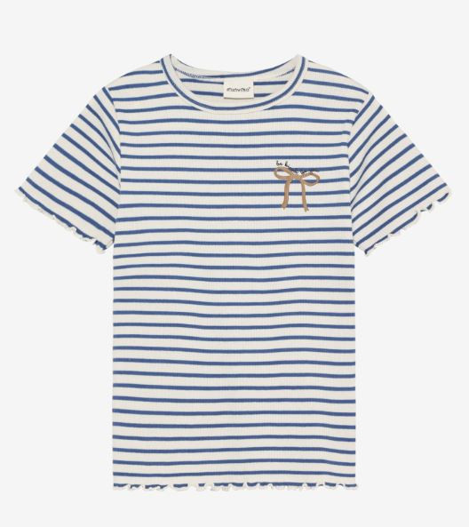 T-Shirt Rib Blau/Weiß