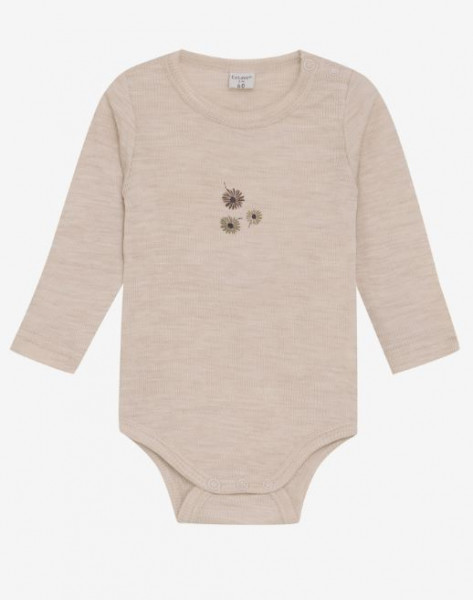 Langarmbody 100% Merino Wolle Blume