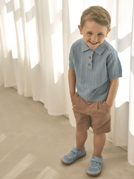 Poloshirt Rauchblau /Strick