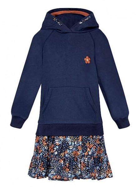 Kleid Langarm mit Kapuze Navy