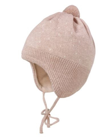Baby Mütze, Tupfen Jerseyfutter beigemeliert