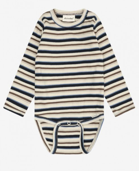 Langarmbody Rib Braun/Blau/Streifen