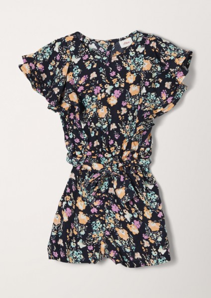 Jumpsuit mit Volantärmeln, navy