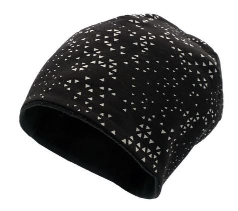 Kids Beanie Dreiecke Refleckt, Fleecefutter, Jersey Schwarz