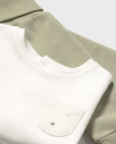 Langarmshirt Weiß mit Tasche