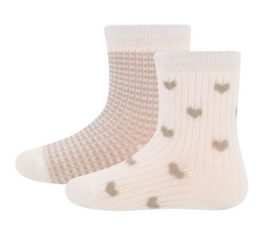 Socken 2er Set Beige/Weiß