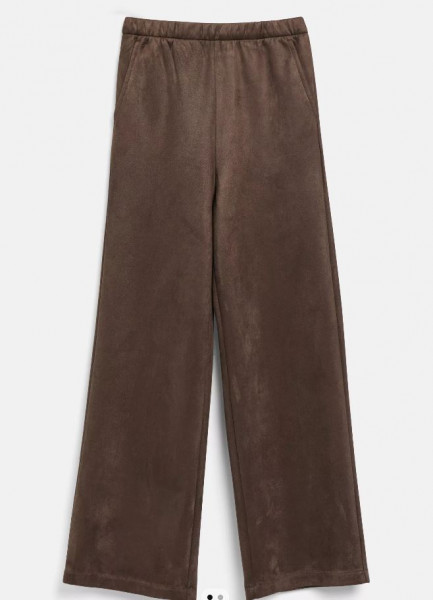 Wide Leg-Hose aus Velours mit Eingrifftaschen Braun