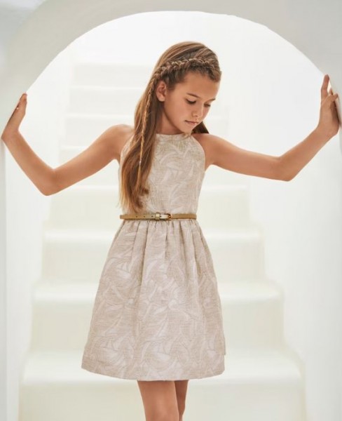 Kleid Jacquard Blume, leinen