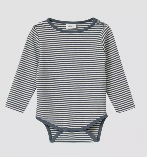 Langarmbody gestreift blau/weiß