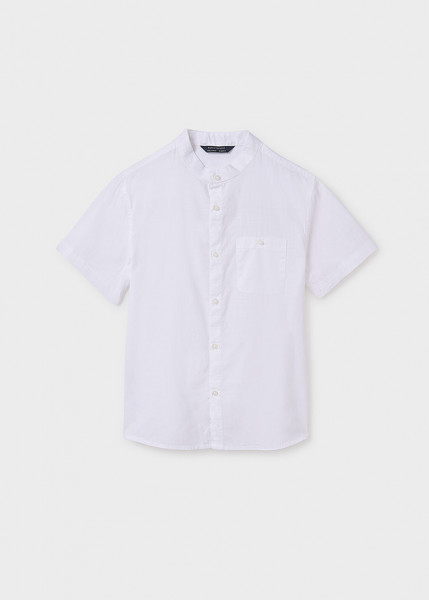 T-Shirt kurzarm Mao-kragen, weiss