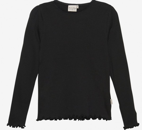 Langarmshirt Rib Schwarz