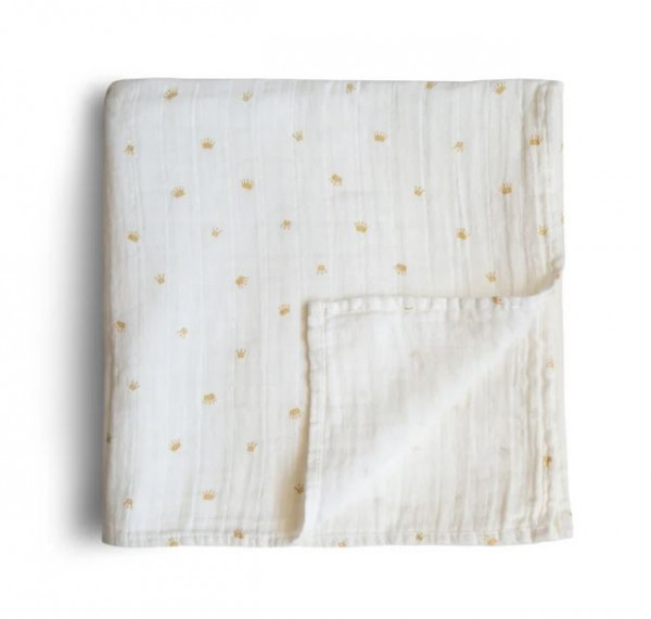 Musselin Swaddle 120x120, 100% Biobaumwolle, Krone