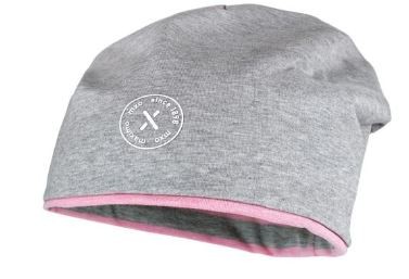 Kids-Beanie, Grau/rosa UV 50
