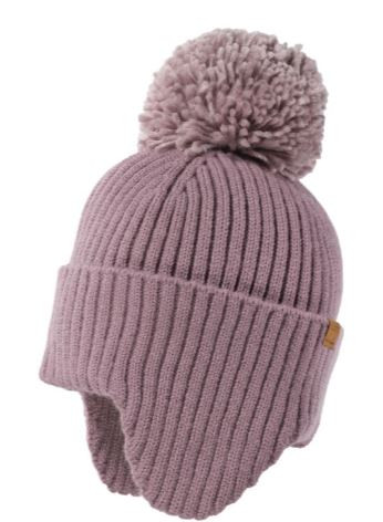 MINI Mütze, Umschlag Pompon lila