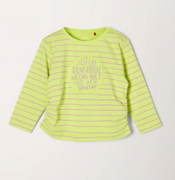 Langarmshirt mit Raffungen, limettengrün
