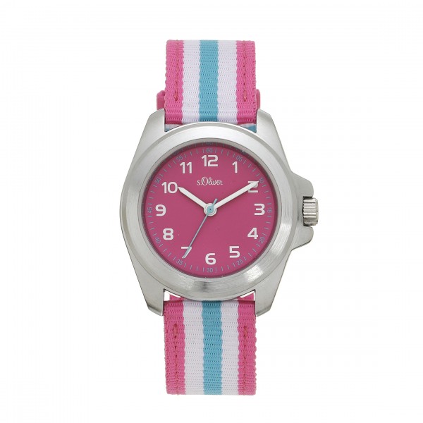 Canvas-Look Kinder Armbanduhr, Textilarmband, pink